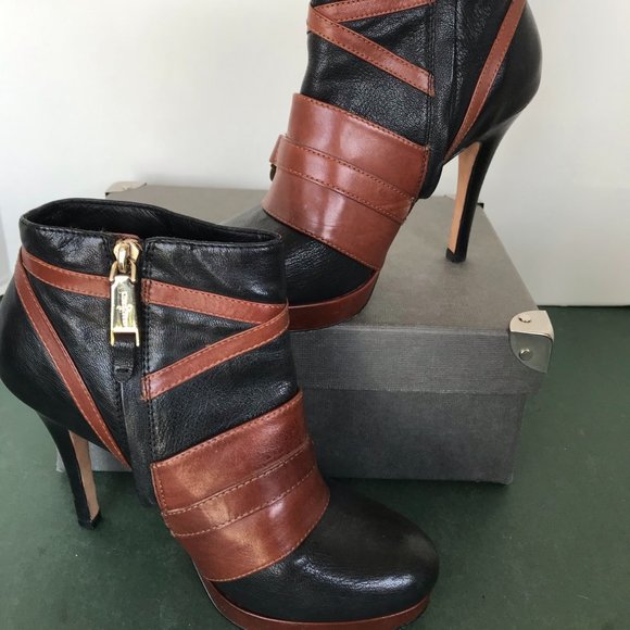 Cole Haan Black & Brown Platform Stiletto Heels - Picture 4 of 9